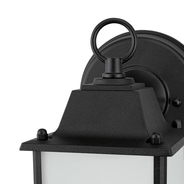 Fixture Wall Outdoor LED Dimmable 9W Dusk To Dawn Trad Txtrd, Black Frost Glass